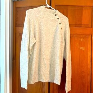 NWT J.Crew Factory Gray SOFT Button Mock-Turtleneck Sweater - Women’s Large